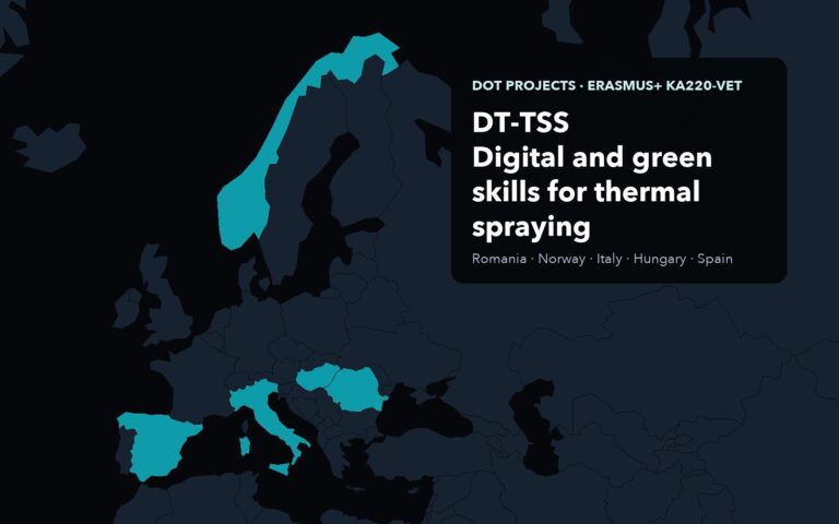 Map of Europe with the DT-TSS partner countries highlighted: Romania, Norway, Italy, Hungary and Spain